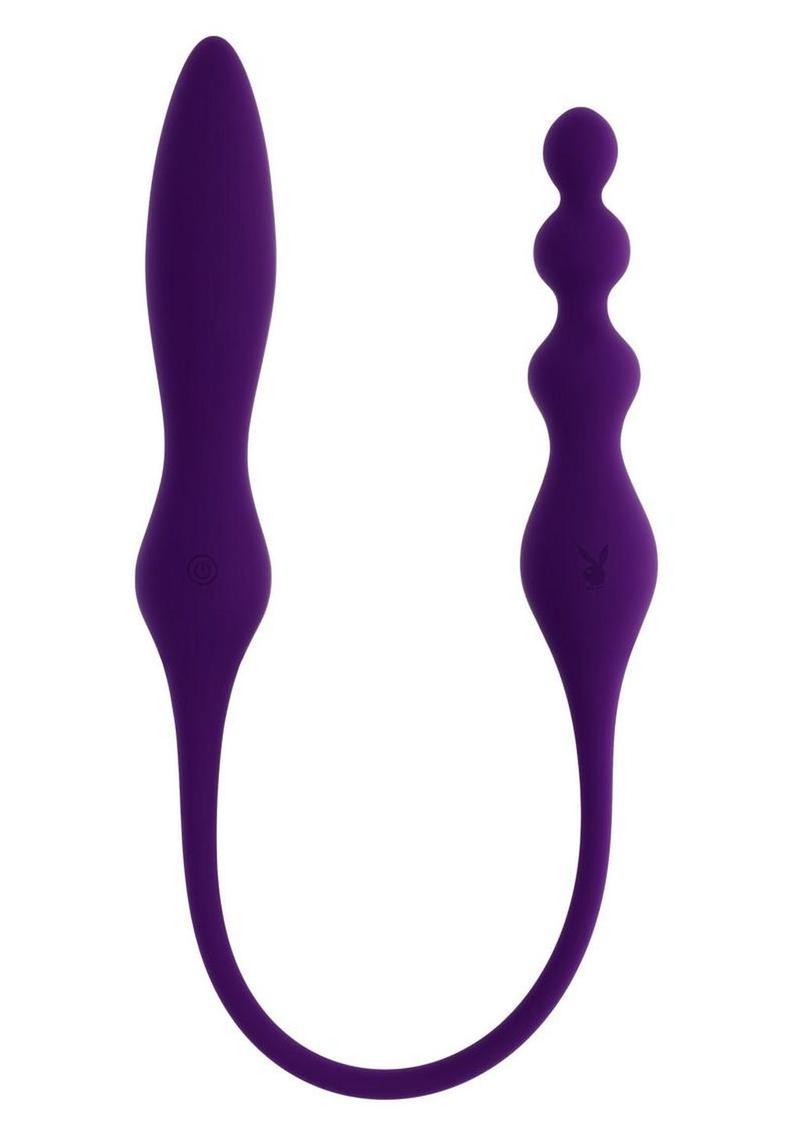 PB This and That Rechargeable Silicone Dual End Anal Plug and Vibrator - Purple