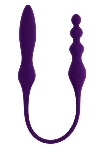PB This and That Rechargeable Silicone Dual End Anal Plug and Vibrator - Purple