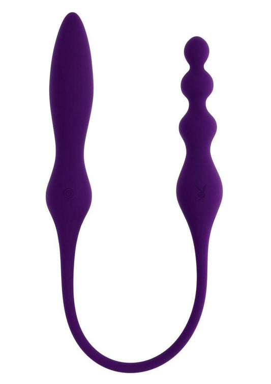 PB This and That Rechargeable Silicone Dual End Anal Plug and Vibrator - Purple