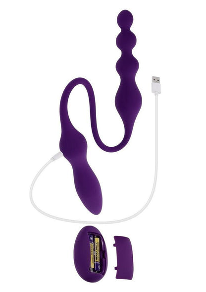 PB This and That Rechargeable Silicone Dual End Anal Plug and Vibrator - Purple