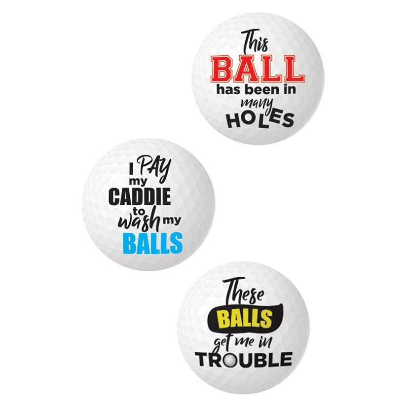 Balls Deep Funny Slogan Golf Balls Assorted Slogans 3Pk
