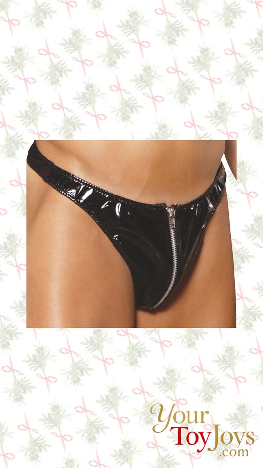 Men's Zip Up Vinyl Thong