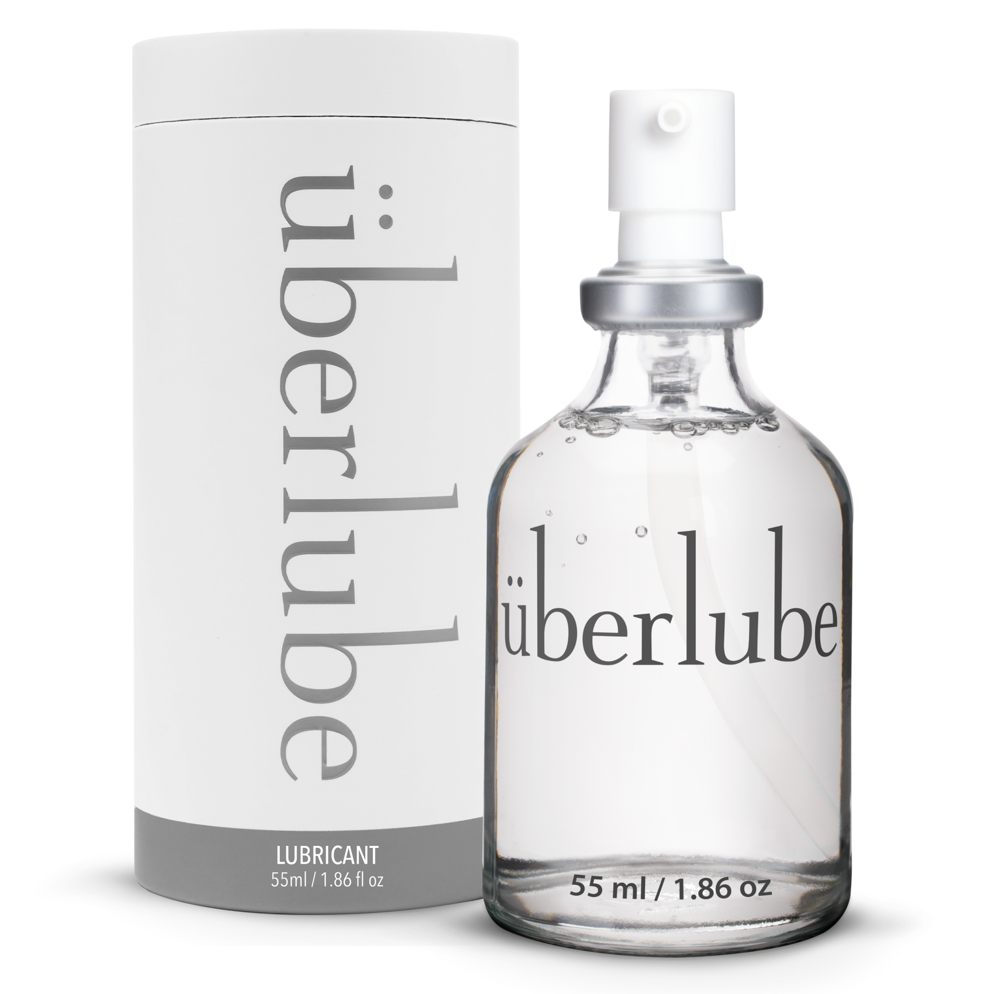überlube lubricant bottle and packaging on a white background