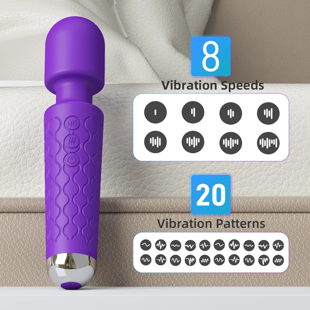 Powerful Silicone Wand Vibrator - Purple